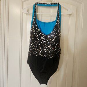 Black and blue dance costume